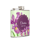 Waterverf Paars Iris Botanische illustratie Heupfles (Rechts)