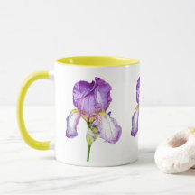 Waterverf Paars Iris Botanische Mok