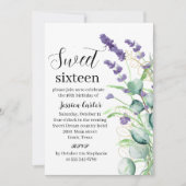 Waterverf Paars lavender Eucalyptus Sweet 16 Kaart (Voorkant)