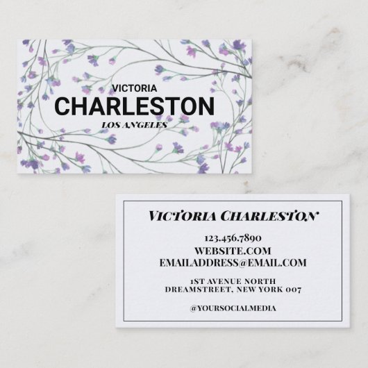 Waterverf Paars lavender Visitekaartje (Voorkant / Achterkant)