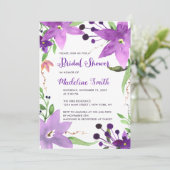 Waterverf paars lijst vrijgezellenfeest kaart (Staand voorkant)