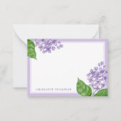 Waterverf Paars Lilacs en Persoonlijke naam Notitiekaartje (Voorkant)