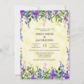 Waterverf Paars op uitnodiging voor geel huwelijk (Voorkant)