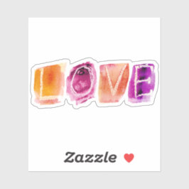 WATERVERF Paars Oranje - aangepaste Sticker knippe