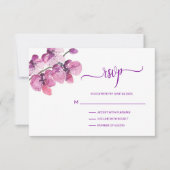 Waterverf Paars orchidee RSVP Weddenschap Invoegen (Voorkant)