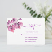 Waterverf Paars orchidee RSVP Weddenschap Invoegen (Staand voorkant)
