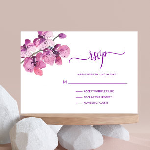 Waterverf Paars orchidee RSVP Weddenschap Invoegen