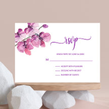 Waterverf Paars orchidee RSVP Weddenschap Invoegen