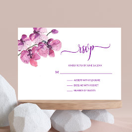 Waterverf Paars orchidee RSVP Weddenschap Invoegen Kaartje
