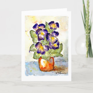 Waterverf Paars Pansies Kaart