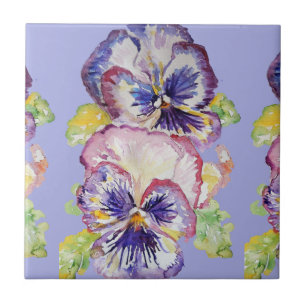 Waterverf Paars Pansy Pansies Floral Ceramic Til. Tegeltje