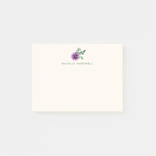 Waterverf Paars Pansy Persoonlijk Ivory Post-it® Notes (Voorkant)