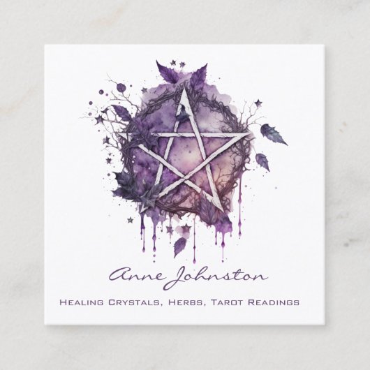 Waterverf Paars Pentagram Square Visitekaartje (Voorkant)