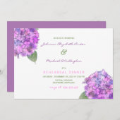 Waterverf Paars Pink Hydrangeas Rehearings Dinner Kaart (Voorkant / Achterkant)