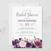 Waterverf Paars Plum Floral Boho Vrijgezellenfeest Kaart (Voorkant)