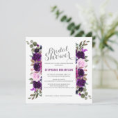 Waterverf Paars Plum Floral Boho Vrijgezellenfeest Kaart (Staand voorkant)