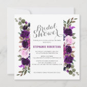 Waterverf Paars Plum Floral Boho Vrijgezellenfeest Kaart (Voorkant)