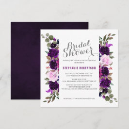 Waterverf Paars Plum Floral Boho Vrijgezellenfeest Kaart