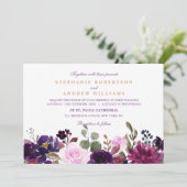 Waterverf Paars Plum Floral Rustic Boho Kaart (Staand voorkant)