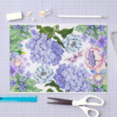 Waterverf Paars, roze, blauwe tuinbloemen Tissuepapier (Craft)