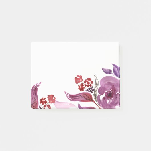 Waterverf Paars + Roze Floral Post-it Opmerkingen Post-it® Notes (Voorkant)