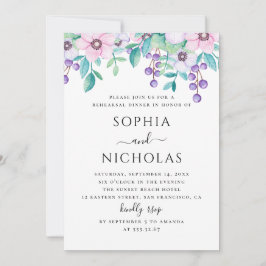 Waterverf paars roze florale repetitie diner kaart