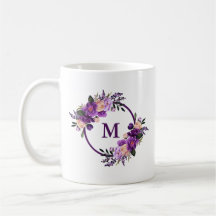 Waterverf Paars Ultra Violet Floral Monogram
