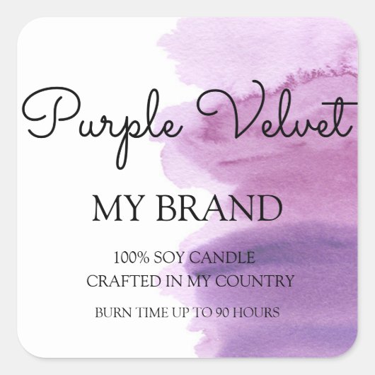 Waterverf Paars Violet Candle Productlabel Vierkante Sticker (Voorkant)