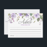 Waterverf Paars Violet Floral Vrijgezellenfeest Advieskaart<br><div class="desc">Eenvoudig elegant bloemetvormig bouquetontwerp in waterverf (waterverf) groen groen,  lavender,  paars,  violet,  lila,  wazige roze,  perzik,  witte rozen/pony op witte achtergrond en zwarte letters. Fijne trouwdag,  ADVICE CARDS voor dat lente- of zomerthema. Zie overeenkomende collecties voor meer objecten!</div>