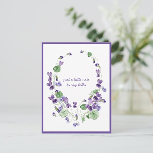 Waterverf Paars Violet Wreatininatie van jou Po Briefkaart (Staand voorkant)