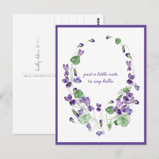 Waterverf Paars Violet Wreatininatie van jou Po Briefkaart (Voorkant / Achterkant)