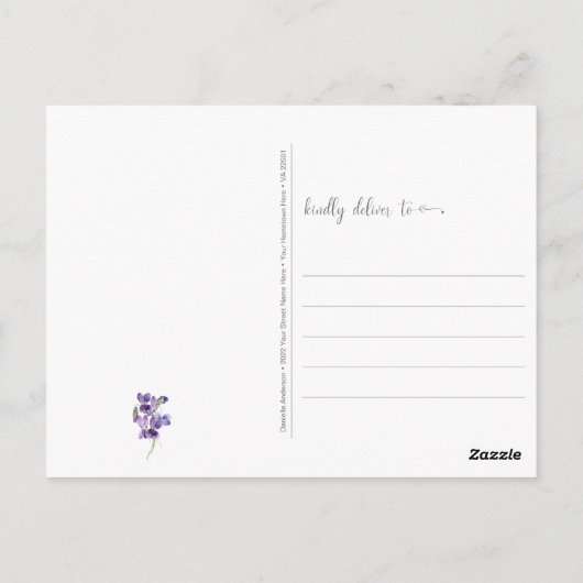 Waterverf Paars Violet Wreatininatie van jou Po Briefkaart (Achterkant)