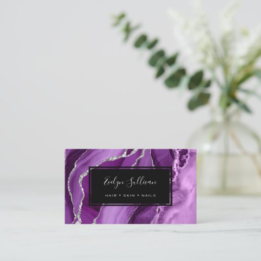 waterverf paars visitekaartje (Staand voorkant)