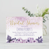 Waterverf Paars Vrijgezellenfeest Floral Spring Kaart (Staand voorkant)