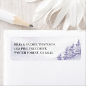 Waterverf Paars wintersneeuwbos Etiket (Insitu)