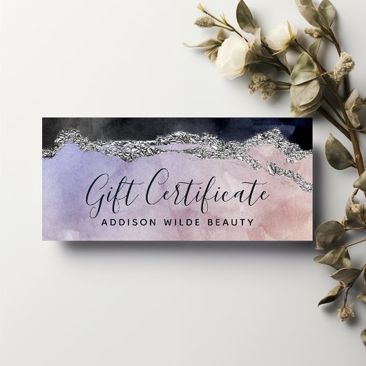Waterverf Paars Zwart Zilver Cadeaubon