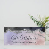 Waterverf Paars Zwart Zilver Cadeaubon (Staand voorkant)