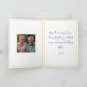 Waterverf Paarse 50ste bruiloft Jubileum Kaart (Binnen)