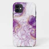 Waterverf Paarse achtergrond met Golden Foliën Case-Mate iPhone Case (Achterkant)