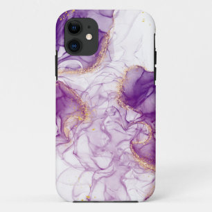 Waterverf Paarse achtergrond met Golden Foliën Case-Mate iPhone Case