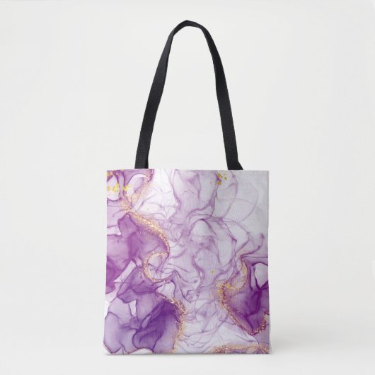 Waterverf Paarse achtergrond met Golden Foliën Tote Bag (Voorkant)