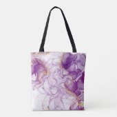 Waterverf Paarse achtergrond met Golden Foliën Tote Bag (Achterkant)
