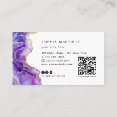 Waterverf Paarse Agaat goud glitters & QR Code Visitekaartje (Achterkant)