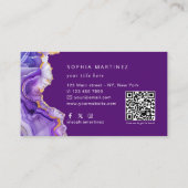 Waterverf Paarse Agaat goud glitters & QR Code Visitekaartje (Achterkant)