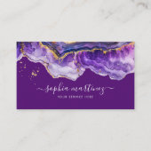 Waterverf Paarse Agaat goud glitters & QR Code Visitekaartje (Voorkant)