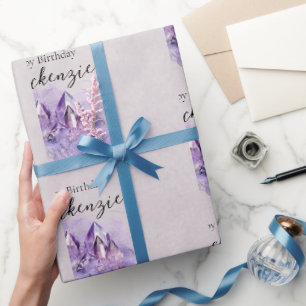 Waterverf Paarse Amethist Kristallen Cadeaupapier