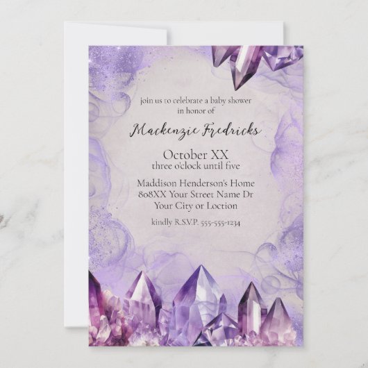 Waterverf Paarse Amethist Kristallen Kaart (Voorkant)