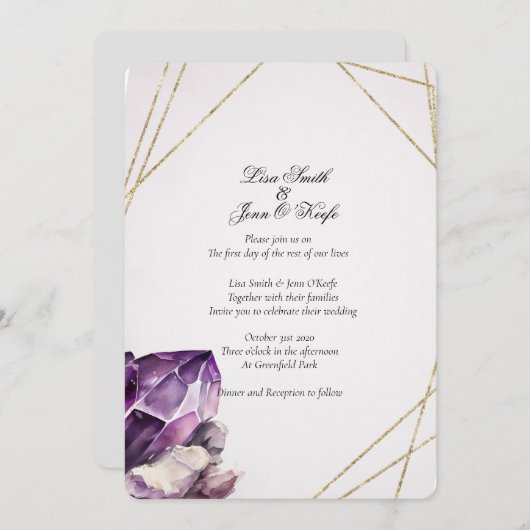 Waterverf Paarse Amethyst Modern Kaart (Voorkant / Achterkant)