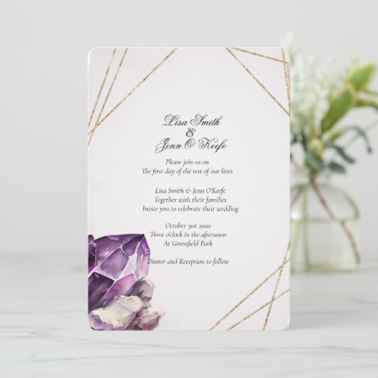 Waterverf Paarse Amethyst Modern Kaart (Staand voorkant)