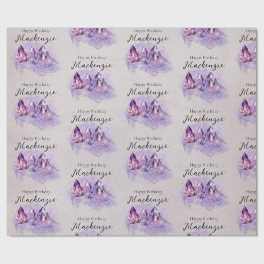 Waterverf Paarse Amethystkristallen Cadeaupapier (Vlak)